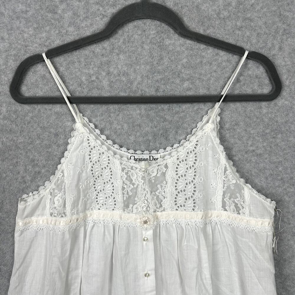 VTG Christian Dior White Lace Nightgown & Robe M 2 Piece Set Bride Romantic NEW - Picture 4 of 16